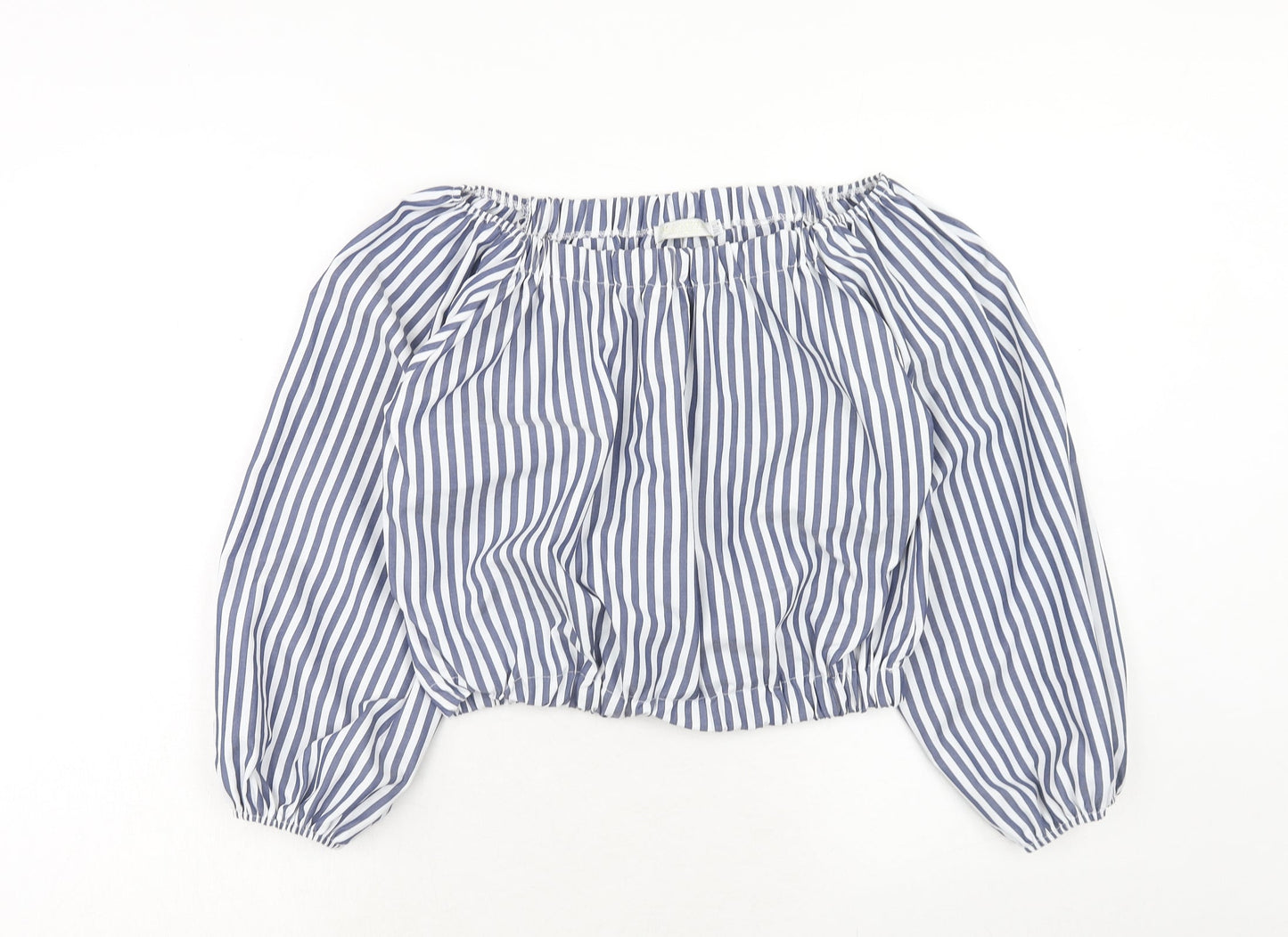 M.L Style Womens Blue Striped Polyester Cropped Tank Size M Off the Shoulder