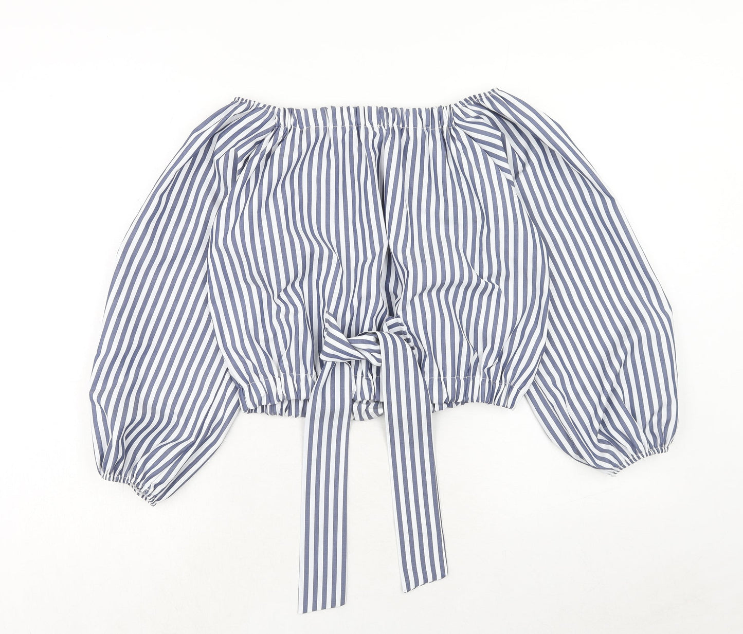 M.L Style Womens Blue Striped Polyester Cropped Tank Size M Off the Shoulder