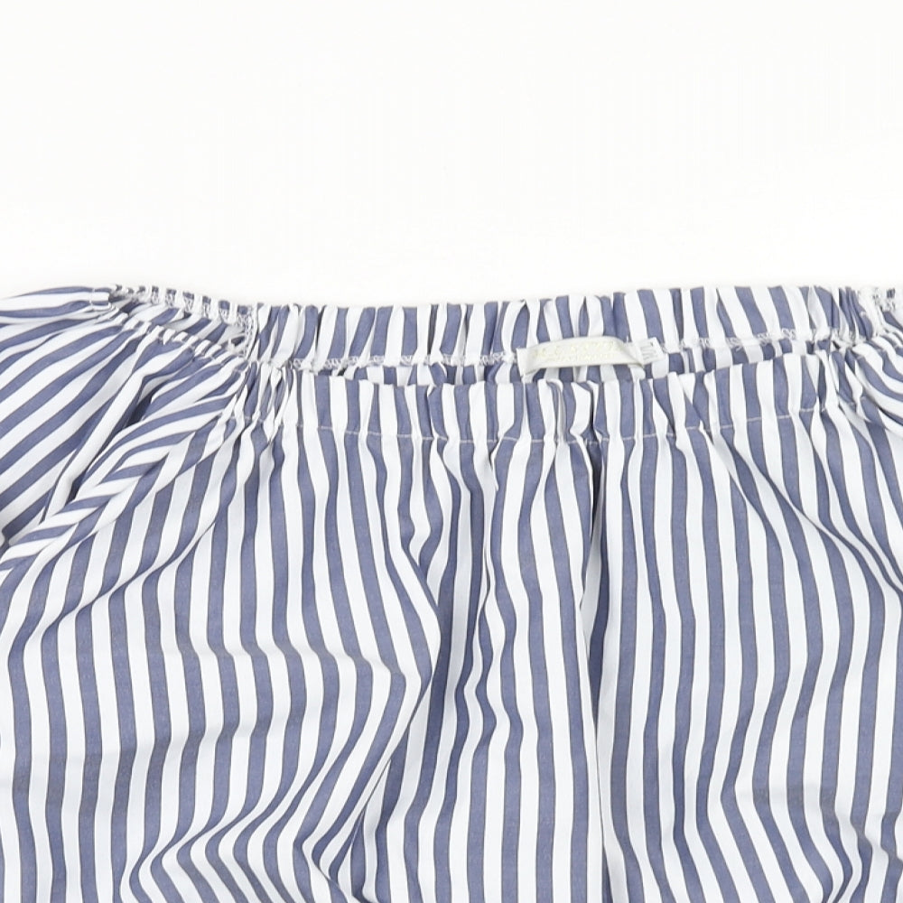 M.L Style Womens Blue Striped Polyester Cropped Tank Size M Off the Shoulder