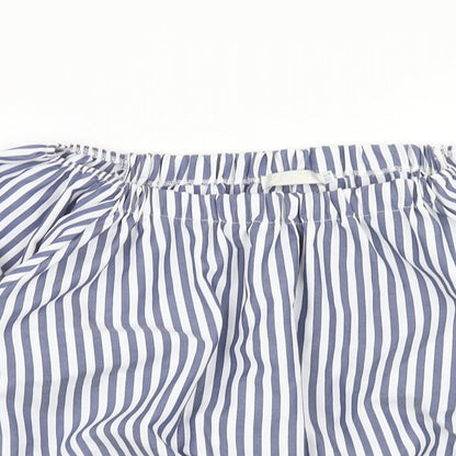M.L Style Womens Blue Striped Polyester Cropped Tank Size M Off the Shoulder