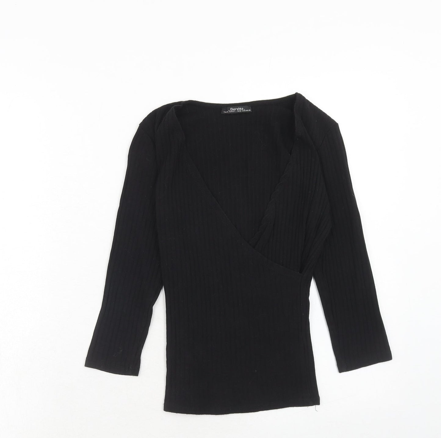 Womens UK Size M Bershka Black Basic T-Shirt