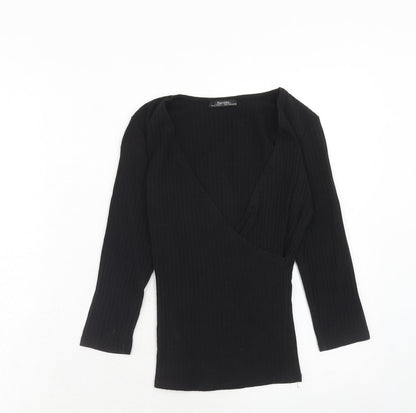 Womens UK Size M Bershka Black Basic T-Shirt
