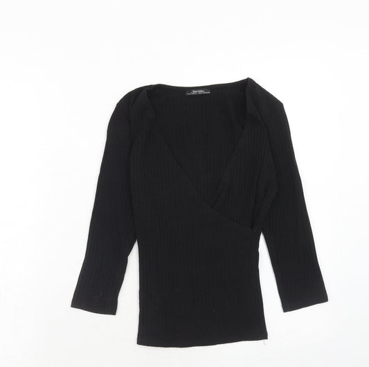 Womens UK Size M Bershka Black Basic T-Shirt