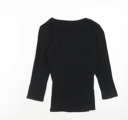 Womens UK Size M Bershka Black Basic T-Shirt