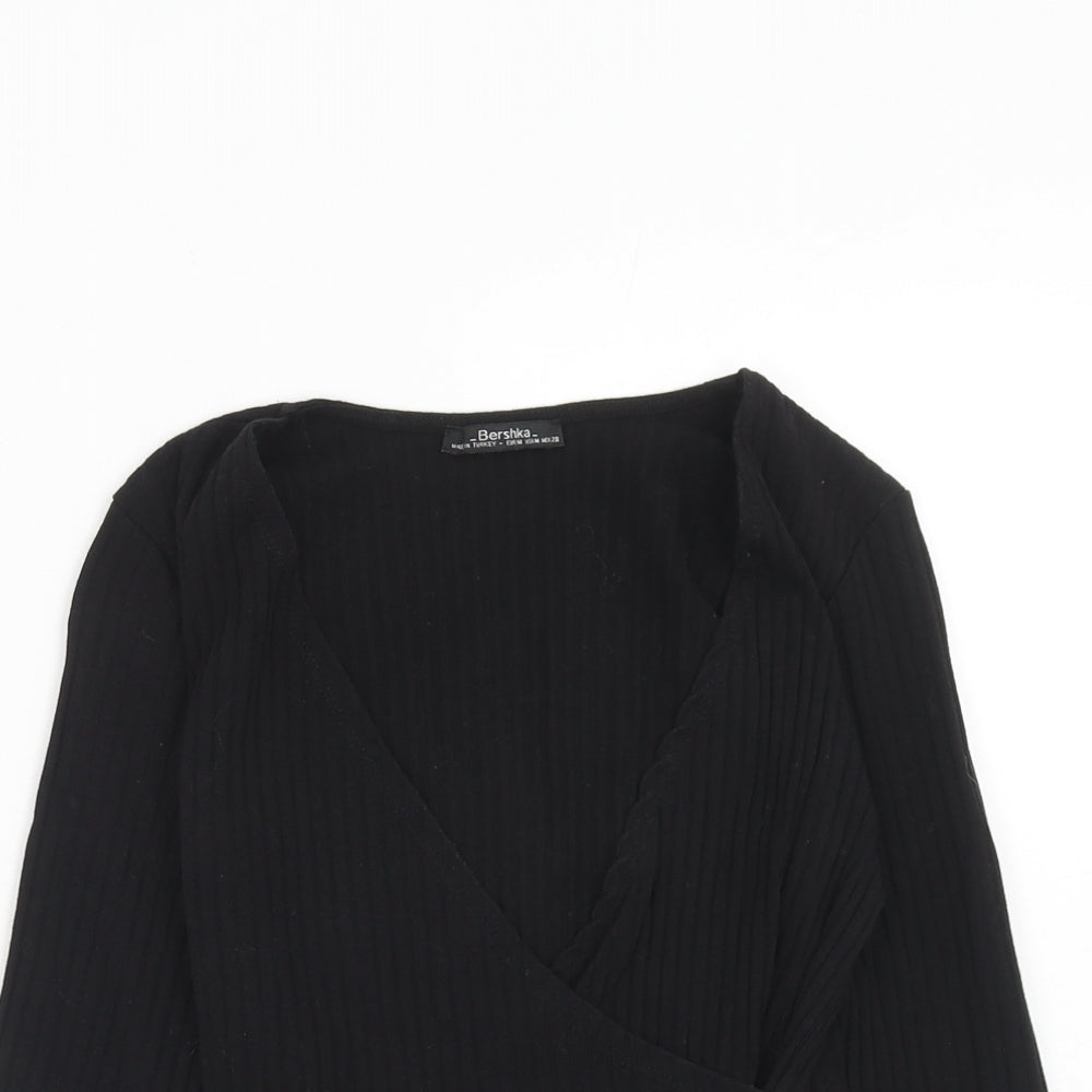 Womens UK Size M Bershka Black Basic T-Shirt