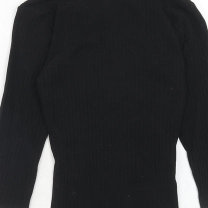 Womens UK Size M Bershka Black Basic T-Shirt