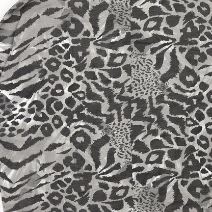 BHS Girls Grey Animal Print Viscose Basic T-Shirt Size 16 Years Round Neck Pullover - Knot Front