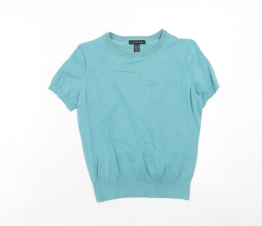 Lands' End Womens Blue Round Neck Cotton Pullover Jumper Size XS