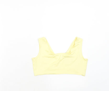 OhPolly Womens Yellow Polyester Cropped Tank Size 14 V-Neck