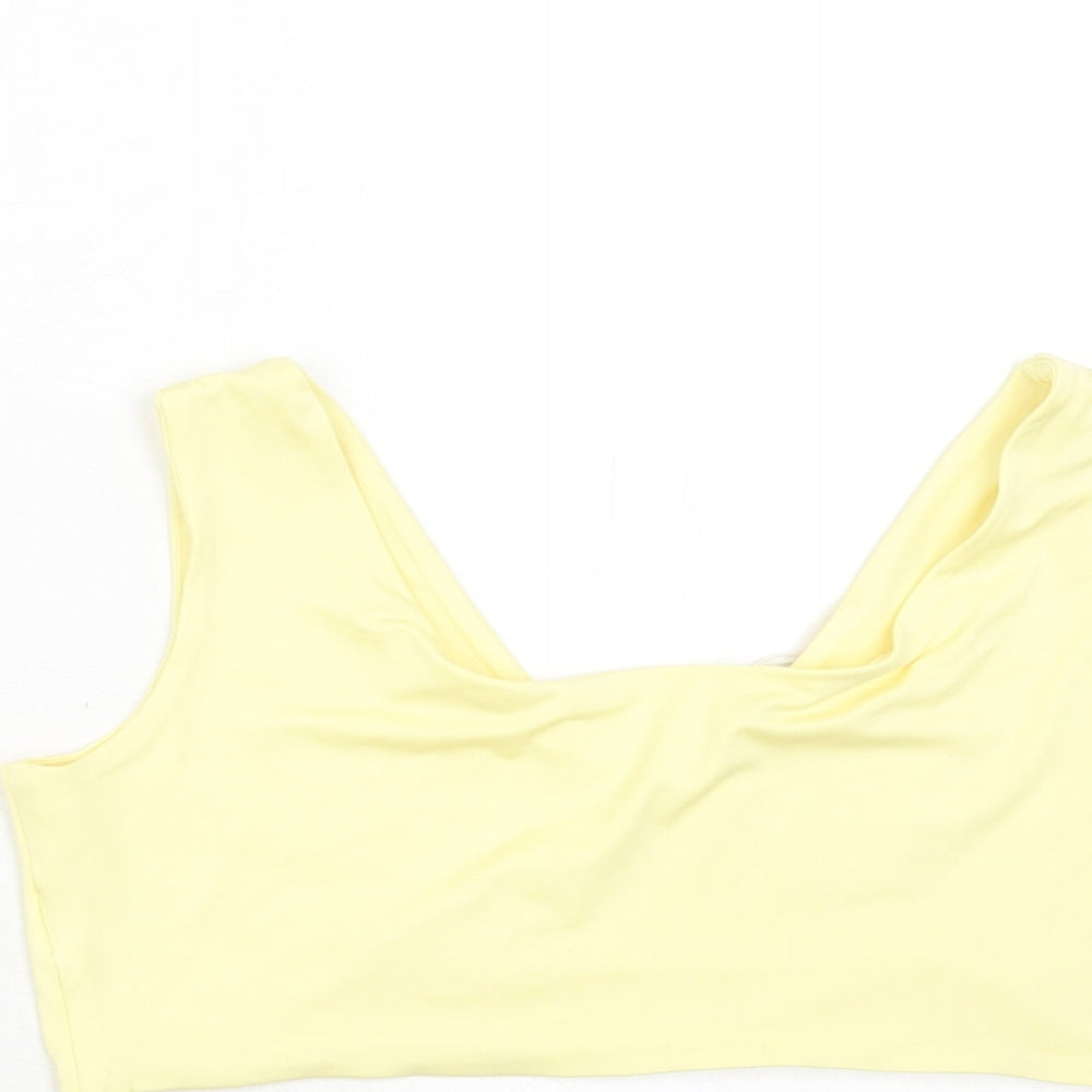 OhPolly Womens Yellow Polyester Cropped Tank Size 14 V-Neck