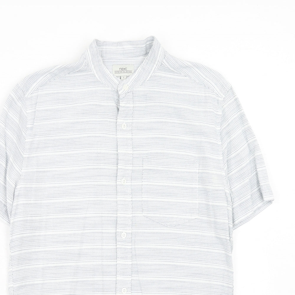 Mens UK Size S NEXT Blue  Button-Up Short Sleeve Casual Shirt