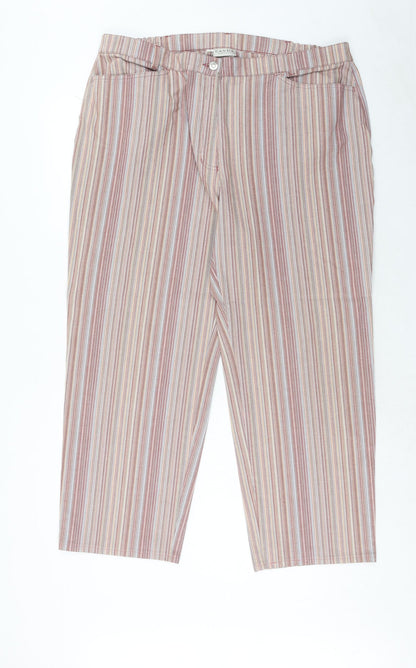 C&A Womens Multicoloured Striped Cotton Straight Jeans Size 40 in Regular Zip