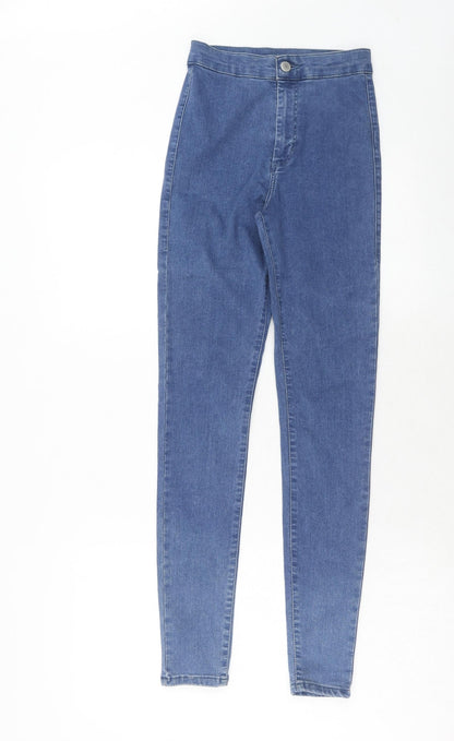 Topshop Womens Blue Cotton Skinny Jeans Size 25 in L32 in Regular Zip