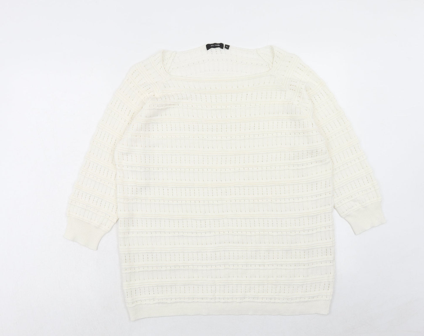 Womens UK Size XL Mia Moda Ivory Pullover Jumper