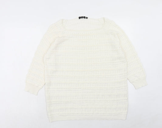 Womens UK Size XL Mia Moda Ivory Pullover Jumper