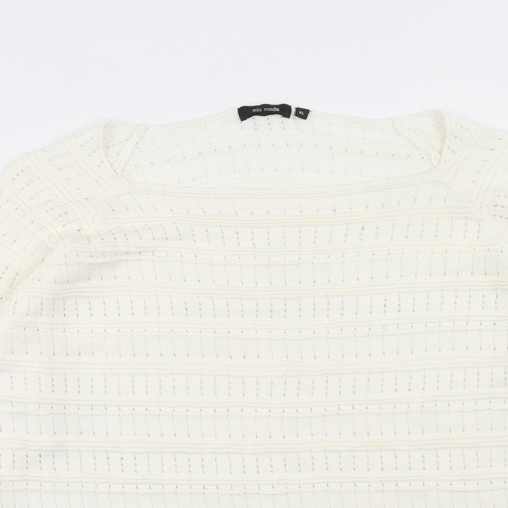 Womens UK Size XL Mia Moda Ivory Pullover Jumper