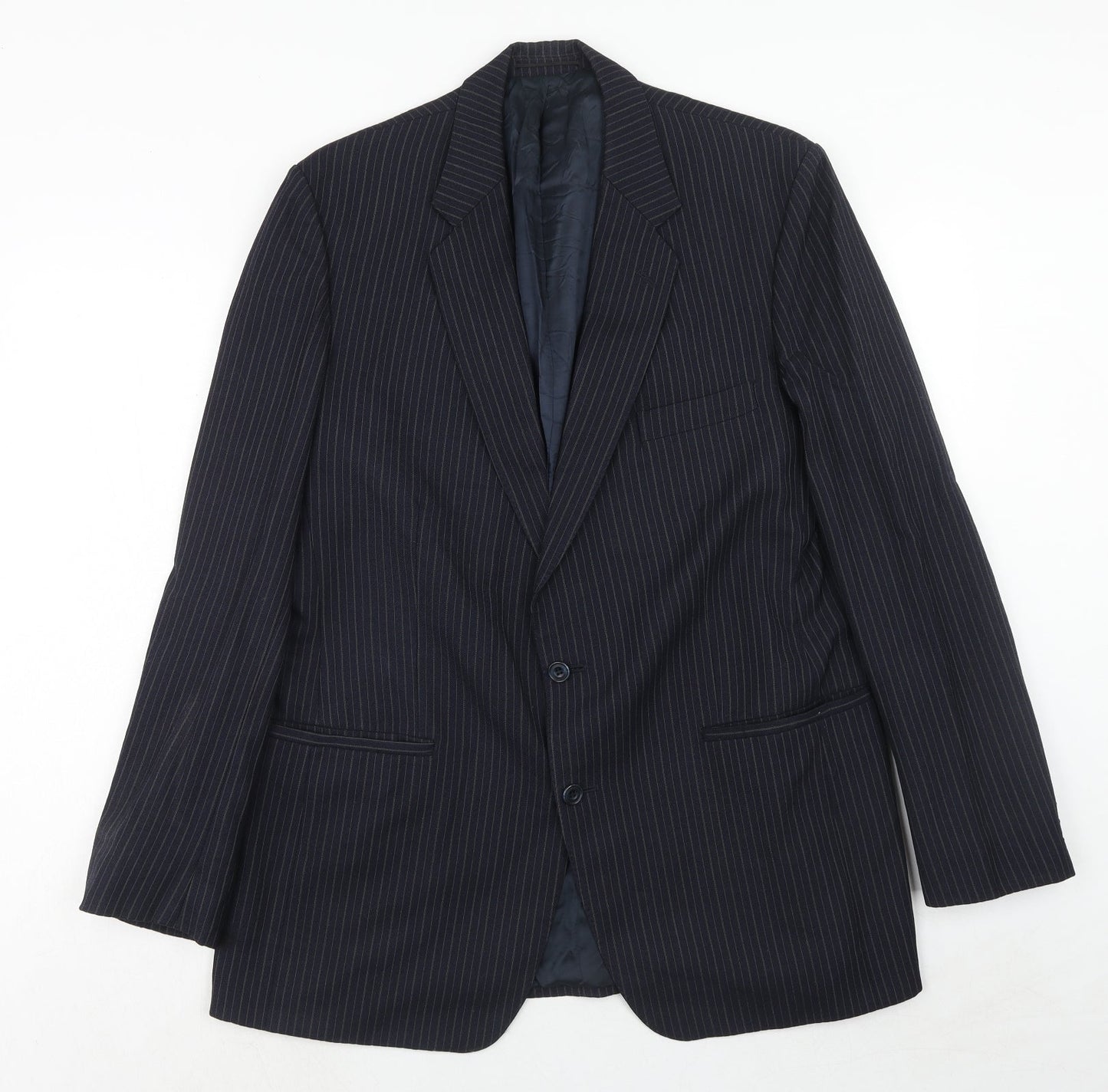 Leonard Lyle Mens Blue Striped Wool Jacket Suit Jacket Size 42 Regular