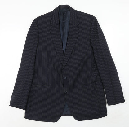 Leonard Lyle Mens Blue Striped Wool Jacket Suit Jacket Size 42 Regular