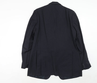 Leonard Lyle Mens Blue Striped Wool Jacket Suit Jacket Size 42 Regular
