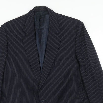 Leonard Lyle Mens Blue Striped Wool Jacket Suit Jacket Size 42 Regular