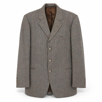 Cooper Mckenzie Mens Brown Striped Polyester Jacket Blazer Size 40 Regular