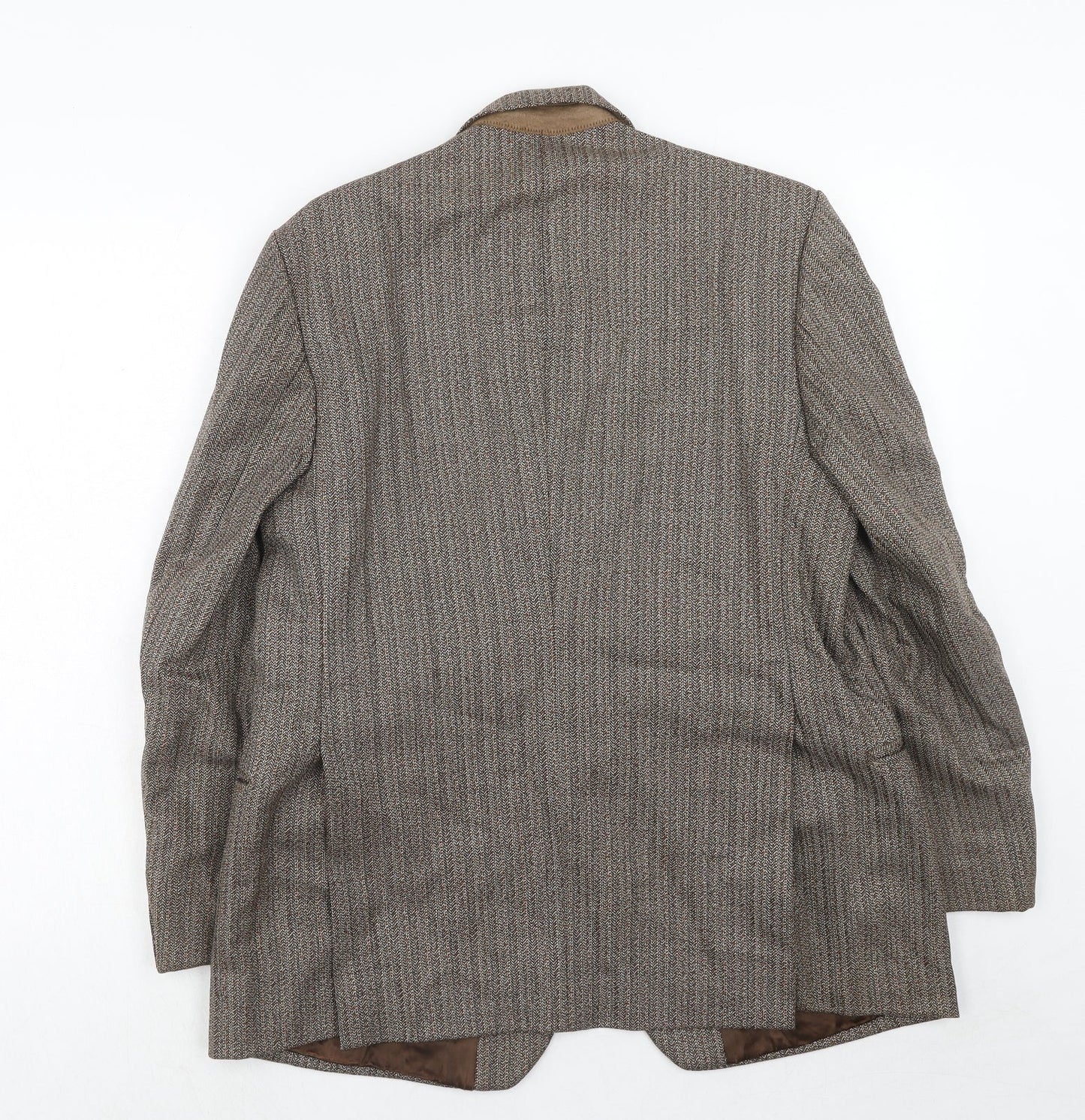 Cooper Mckenzie Mens Brown Striped Polyester Jacket Blazer Size 40 Regular