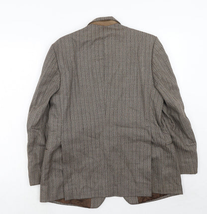 Cooper Mckenzie Mens Brown Striped Polyester Jacket Blazer Size 40 Regular