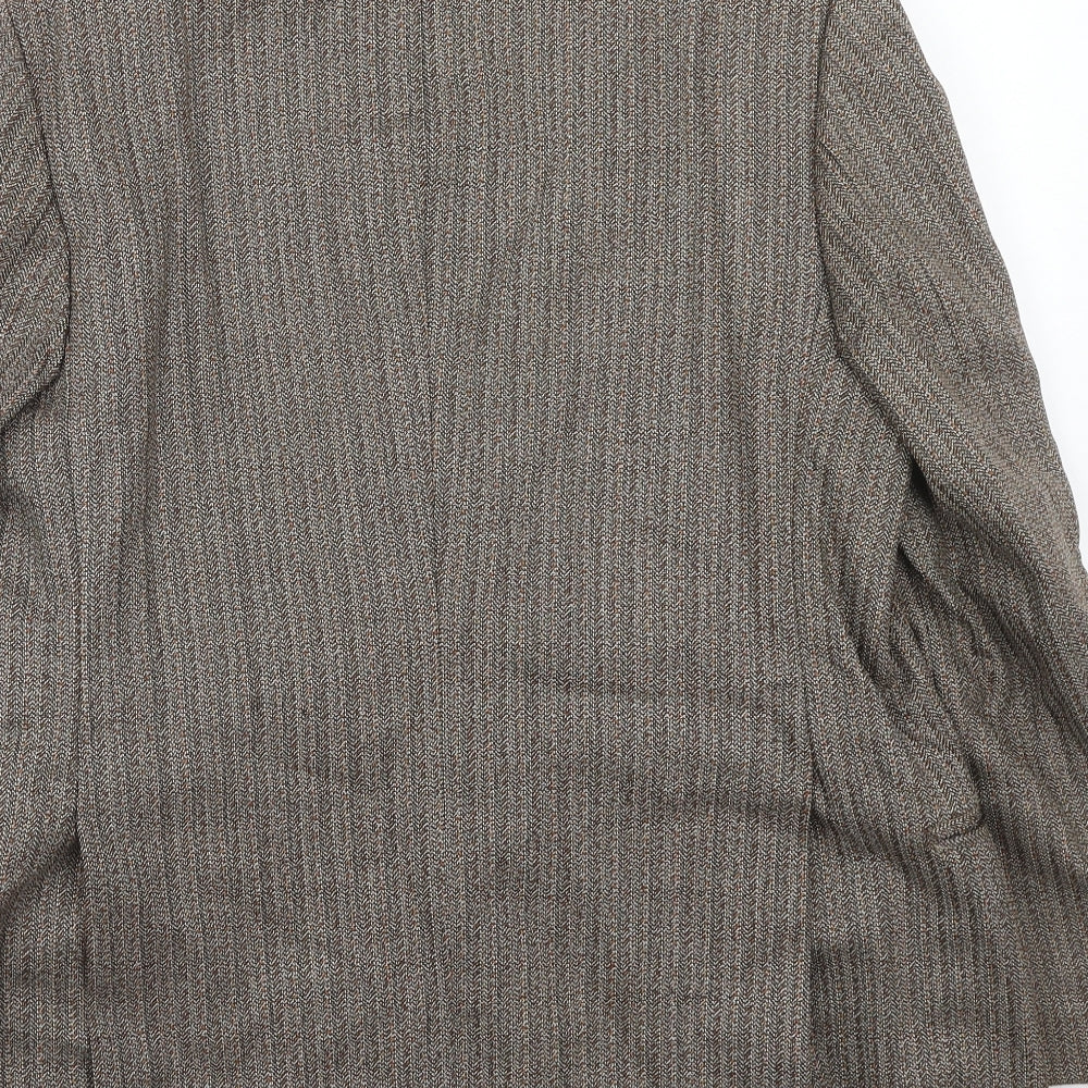 Cooper Mckenzie Mens Brown Striped Polyester Jacket Blazer Size 40 Regular