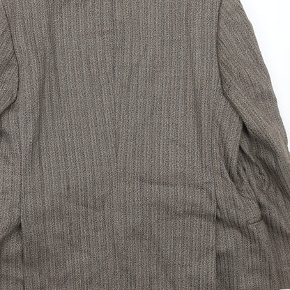 Cooper Mckenzie Mens Brown Striped Polyester Jacket Blazer Size 40 Regular