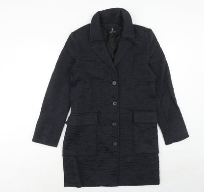 Julie Brandt Womens Blue Geometric Overcoat Coat Size 8 Button