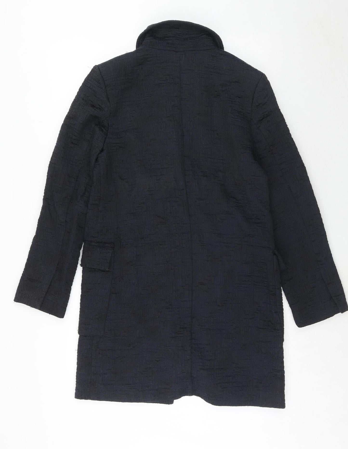 Julie Brandt Womens Blue Geometric Overcoat Coat Size 8 Button