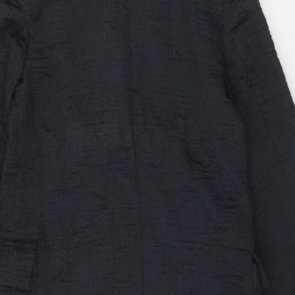 Julie Brandt Womens Blue Geometric Overcoat Coat Size 8 Button
