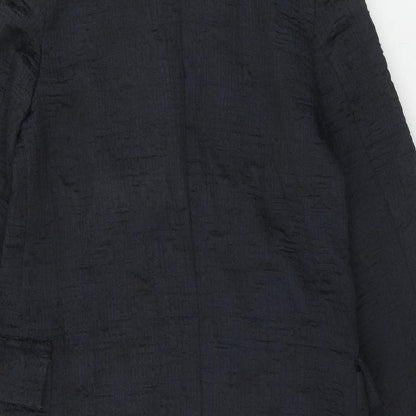 Julie Brandt Womens Blue Geometric Overcoat Coat Size 8 Button