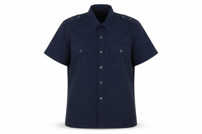 HM LINE Womens Blue Polyester Basic Button-Up Size L Collared