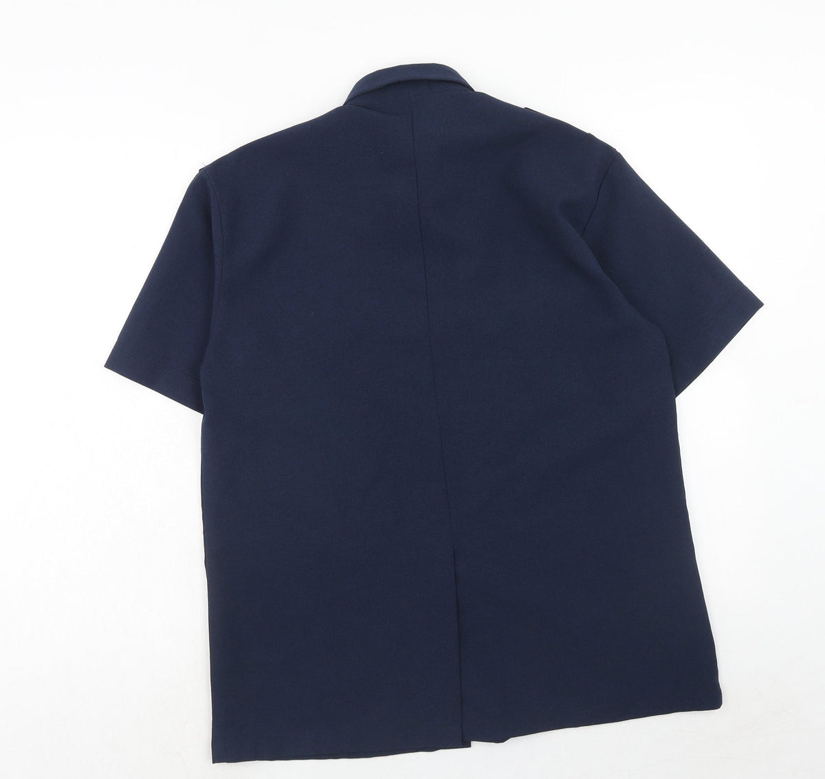 HM LINE Womens Blue Polyester Basic Button-Up Size L Collared
