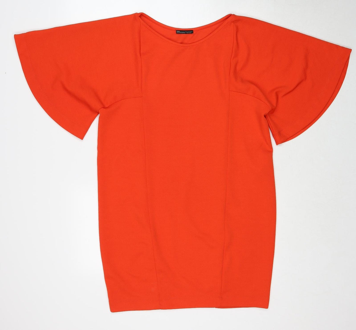 Zara Womens Orange Polyester A-Line Size M Round Neck Pullover