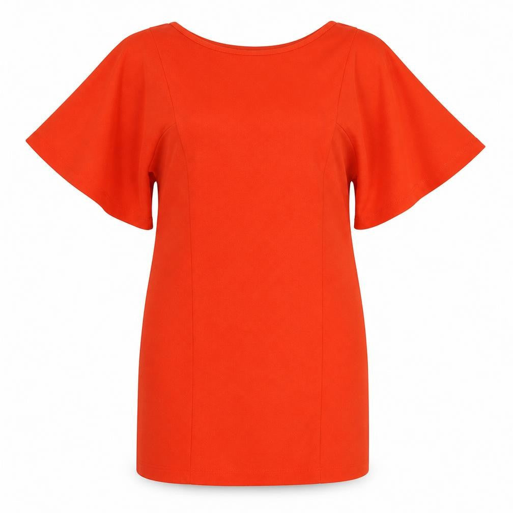 Zara Womens Orange Polyester A-Line Size M Round Neck Pullover