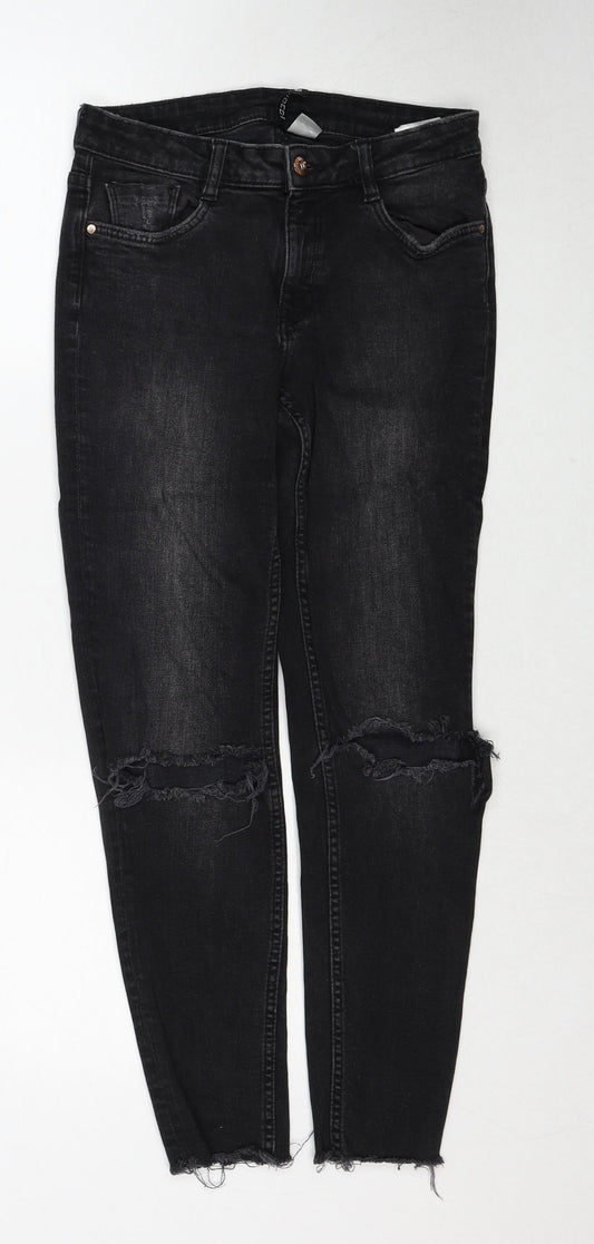 Divided by H&M Womens Black Cotton Skinny Jeans Size 10 Regular Zip