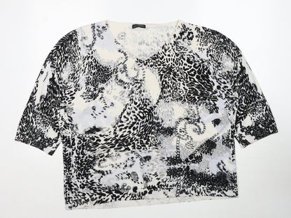 Rogers Womens Multicoloured V-Neck Animal Print Viscose Pullover Jumper Size 28 - Leopard Print