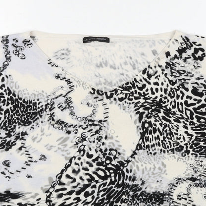Rogers Womens Multicoloured V-Neck Animal Print Viscose Pullover Jumper Size 28 - Leopard Print