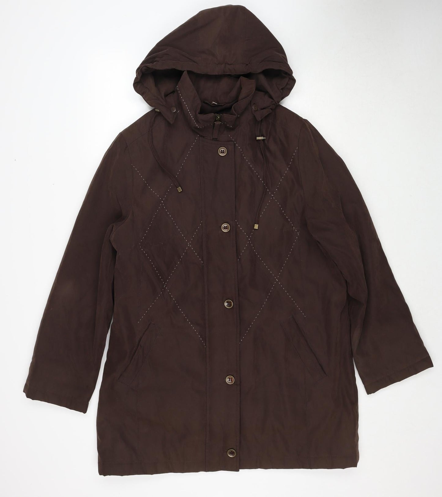 Klass Womens Brown Pea Coat Coat Size L Zip