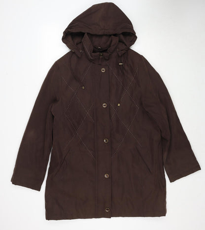 Klass Womens Brown Pea Coat Coat Size L Zip