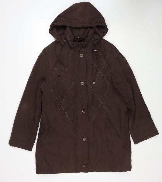 Klass Womens Brown Pea Coat Coat Size L Zip