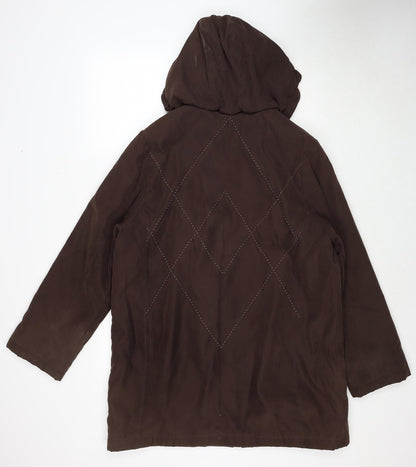 Klass Womens Brown Pea Coat Coat Size L Zip