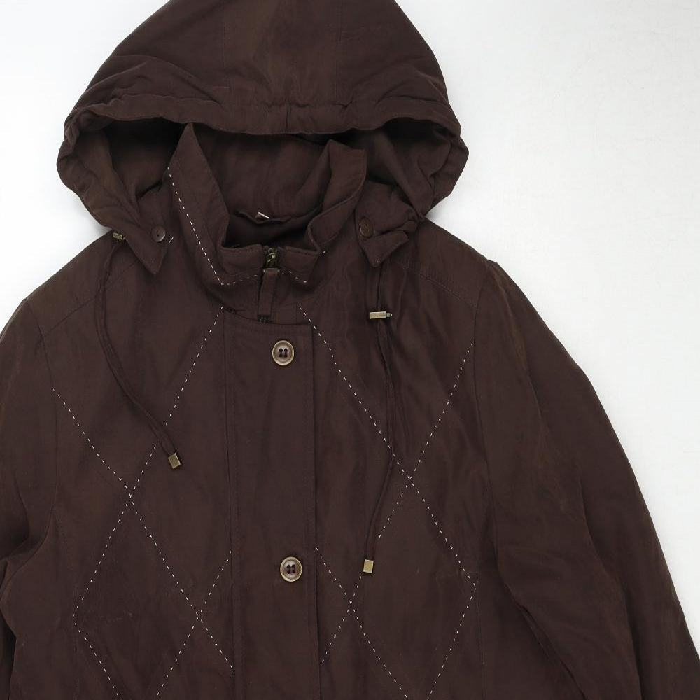 Klass Womens Brown Pea Coat Coat Size L Zip