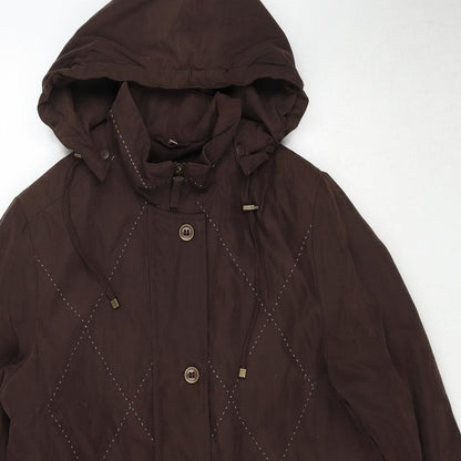 Klass Womens Brown Pea Coat Coat Size L Zip