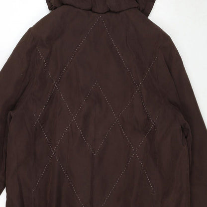 Klass Womens Brown Pea Coat Coat Size L Zip