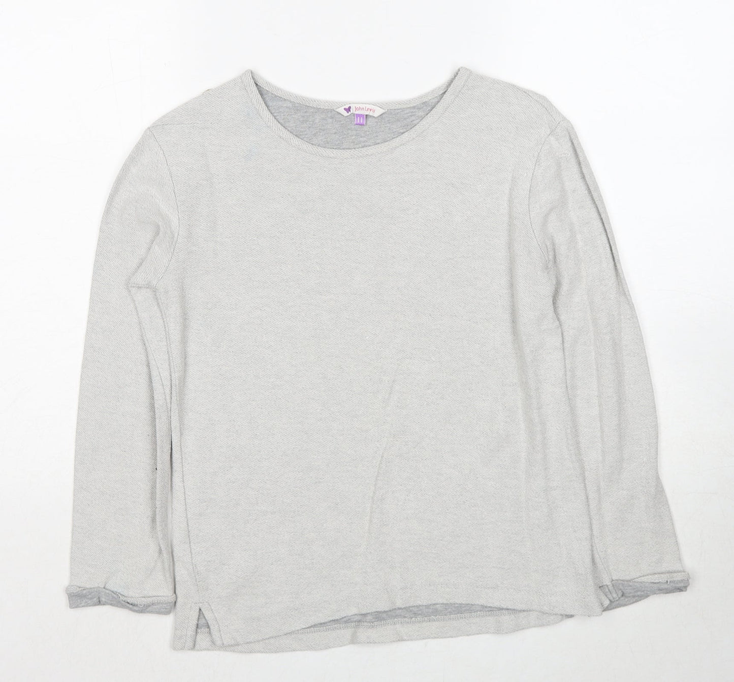 John Lewis Girls Grey Cotton Pullover Sweatshirt Size 11 Years Pullover