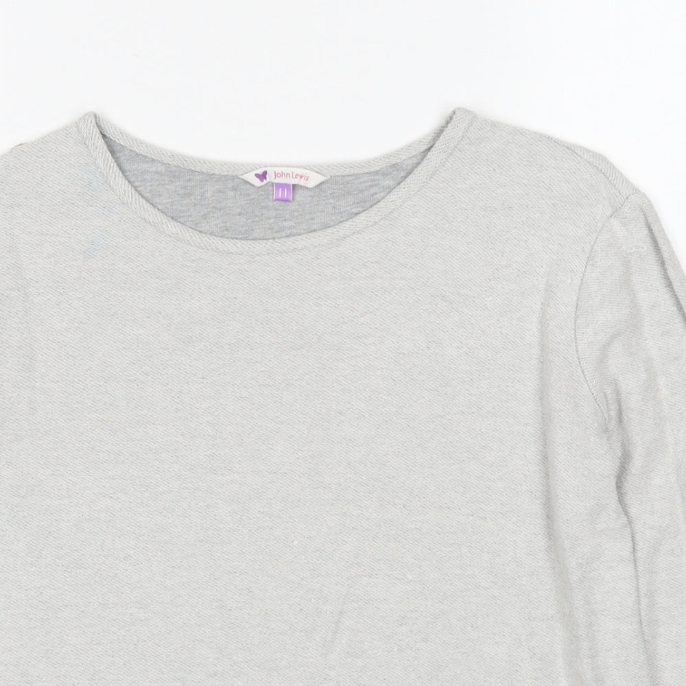 John Lewis Girls Grey Cotton Pullover Sweatshirt Size 11 Years Pullover