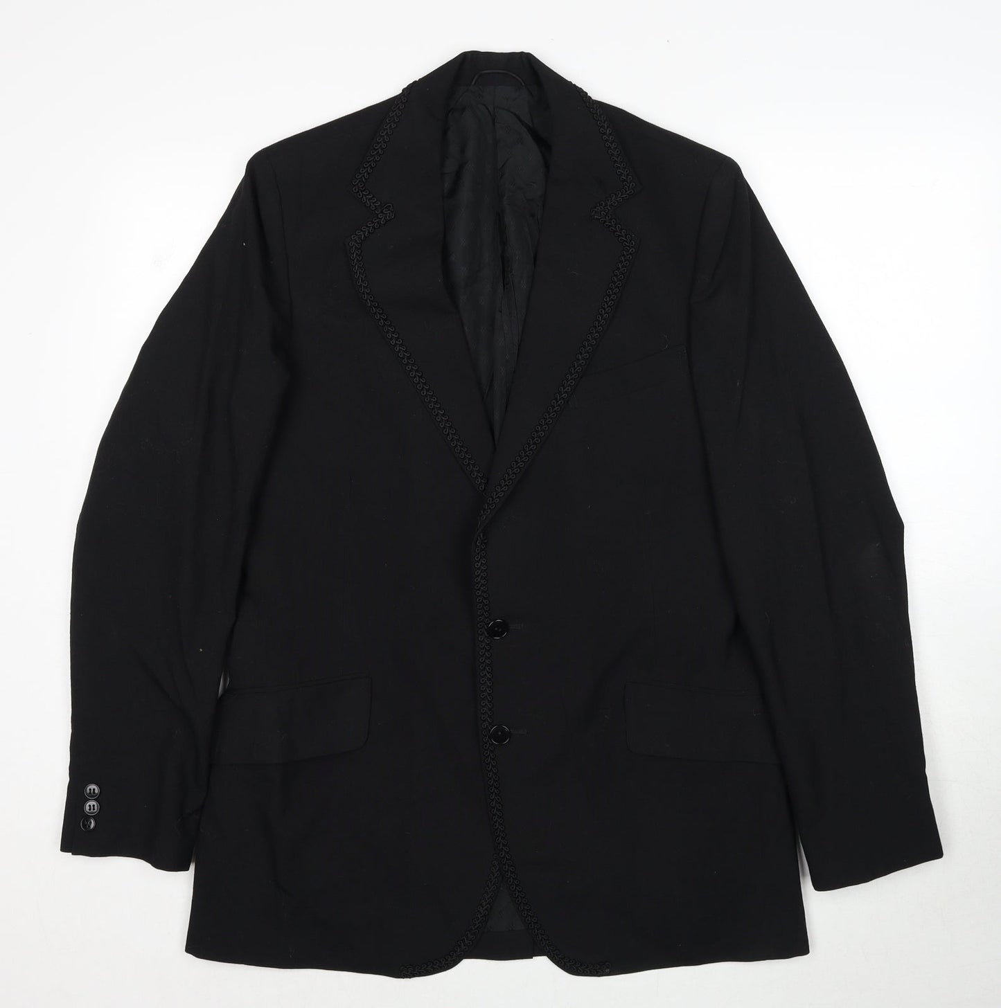 David Lane Mens Black Polyester Jacket Suit Jacket Size 40 Regular